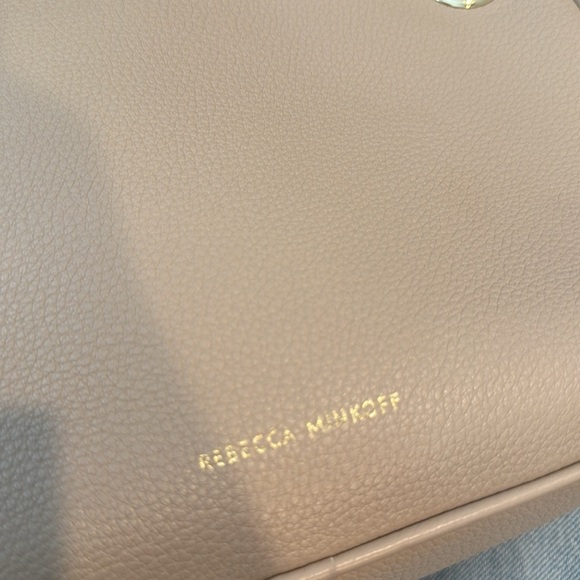Rebecca Minkoff Lou Shoulder Bag Nude Beige Pebbled Leather Chain Crossbody - Picture 4 of 5